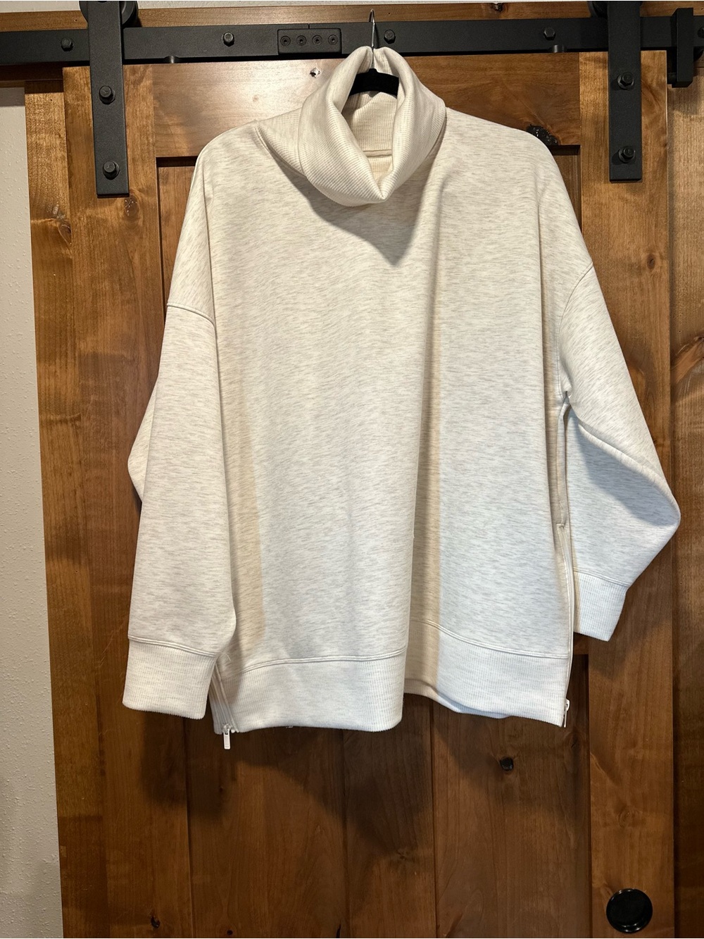 All in Motion Cozy Cream Turtleneck Pullover with Side Zippers